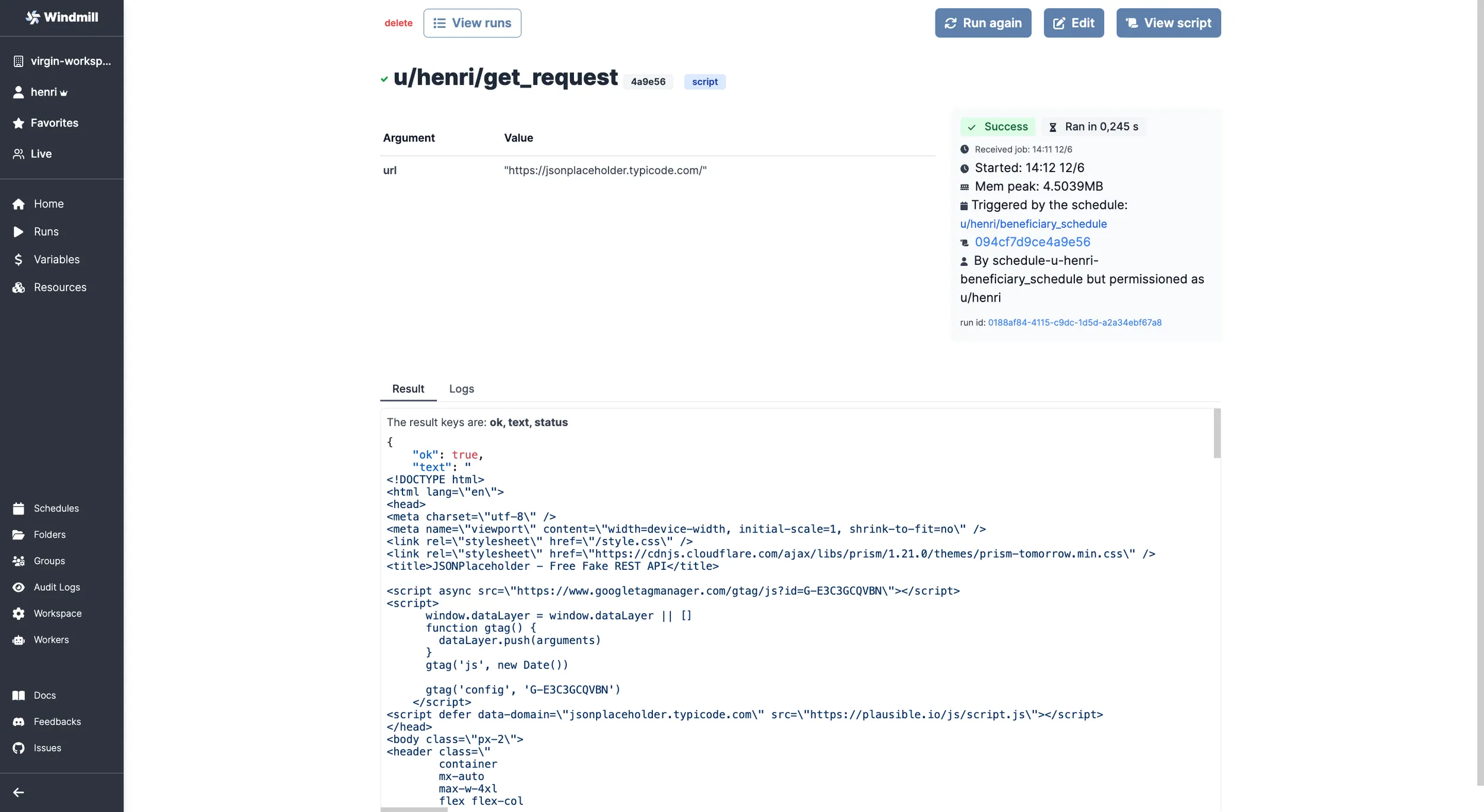 Run details Run details