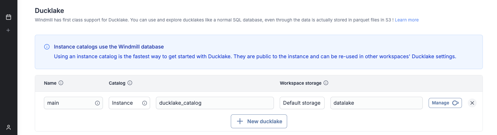 Ducklake settings Ducklake settings