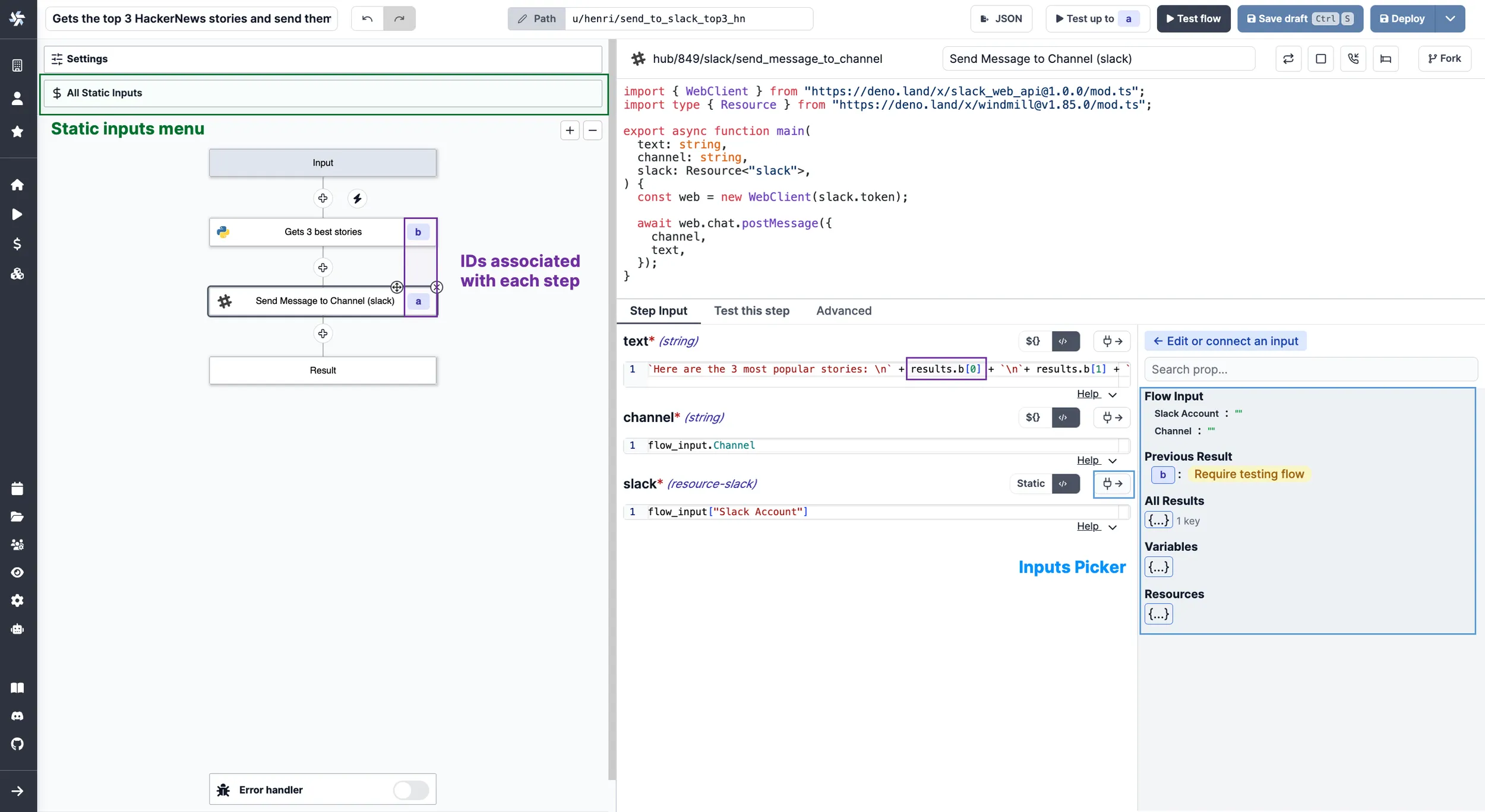 Static & Dynamic Inputs
